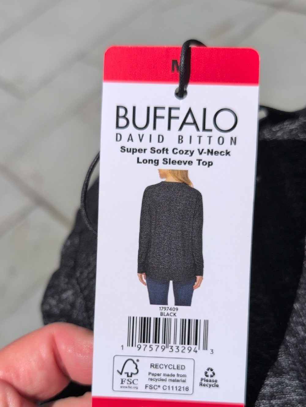Buffalo David Bitton Women's V-Neck Sweater - Charcoal Gray - Picture 3 of 3